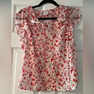 CAbi Women's Besotted Floral Button-Up Blouse - Pink and Red XXS